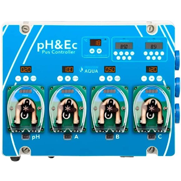 Гидропоника, гидропоническая система PROSYSTEM AQUA с контроллером pH&EC Plus, 0–4 л/ч (насос для регулирования pH и 3 насоса для удобрений)