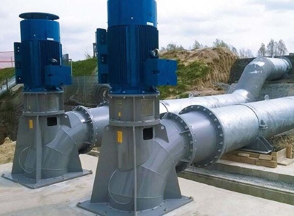 Pompe à hélice à flux axial EVN 30A-2/30-1500/2.5 V01 avec moteur de 30 kW Pompe à hélice à flux axial EVN 30A-2/30-1500/2.5 V01 avec moteur de 30 kW
