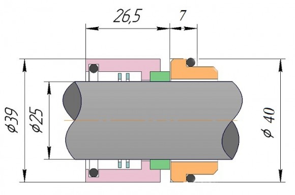 Wellenenddichtung R-GEA 25, CAR/SIC, VITON, 304 Wellenenddichtung R-GEA 25, CAR/SIC, VITON, 304