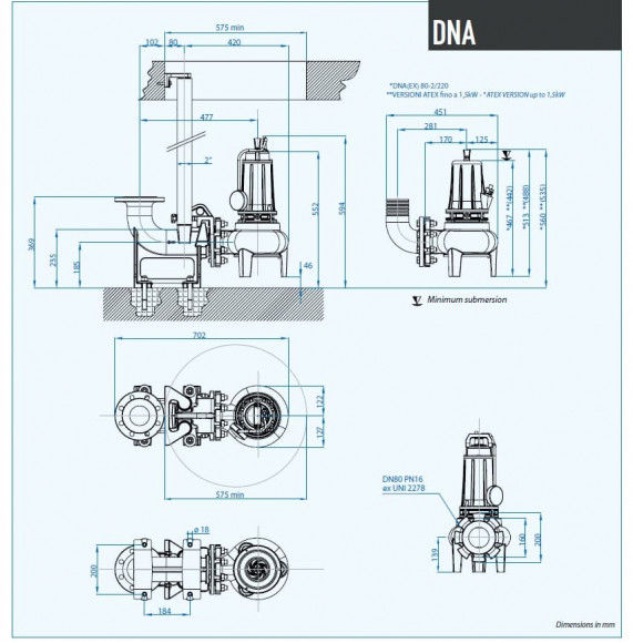 Submersible pump Dreno DNA 80-4/090 M with Vortex impeller