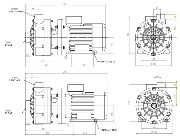 Горизонтальный центробежный насос МВ 130, PVDF, VITON, A Горизонтальный центробежный насос МВ 130, PVDF, VITON, A