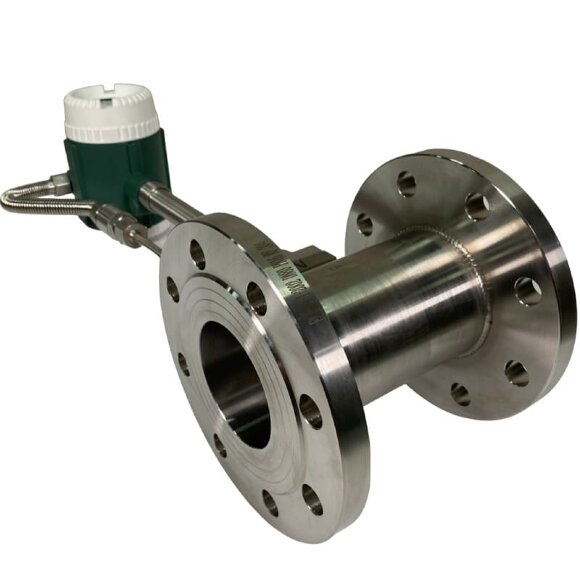 DN80 Stainless steel vortex flow meter KLUGB PN16 RF DIN flange, for steam 0.18-5.5 t/h <1,6 МПа, 120-145°C, 4-20mA, ExdIIBT6