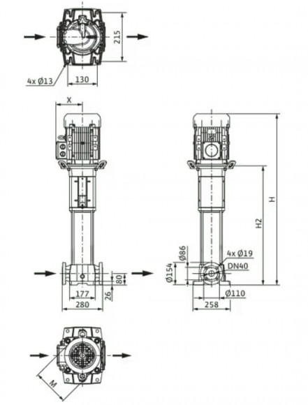 HELIX FIRST V 1023-5/30/E/KS/400-50 насос WILO многоступенчатый для водоснабжения