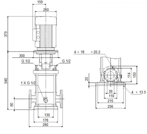 Насос ин-лайн Grundfos CR 10-20 A-FJ-A-E-HQQE