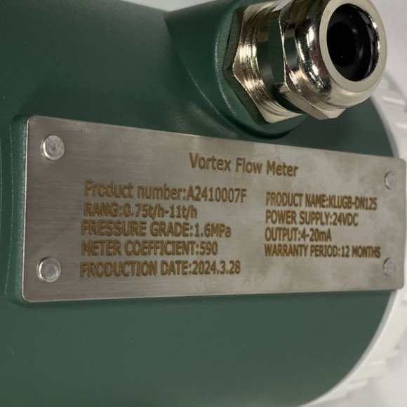 DN125 Stainless steel vortex flow meter KLUGB PN16 RF DIN flange, for steam 0.75-11 t/h <1.6 MPa, <250°C, 4-20mA, ExdIIBT6 DN125 Stainless steel vortex flow meter KLUGB PN16 RF DIN flange, for steam 0.75-11 t/h <1.6 MPa, <250°C, 4-20mA, ExdIIBT6