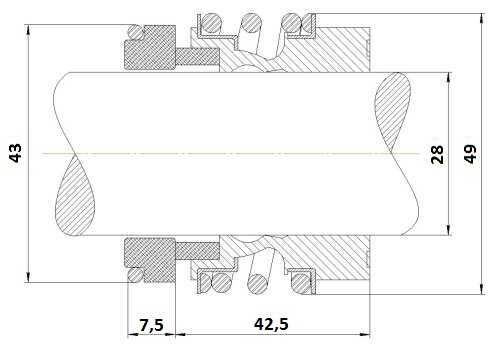 Sello mecánico R-MG13 28, SIC/SIC, NBR, 304, G6 Sello mecánico R-MG13 28, SIC/SIC, NBR, 304, G6