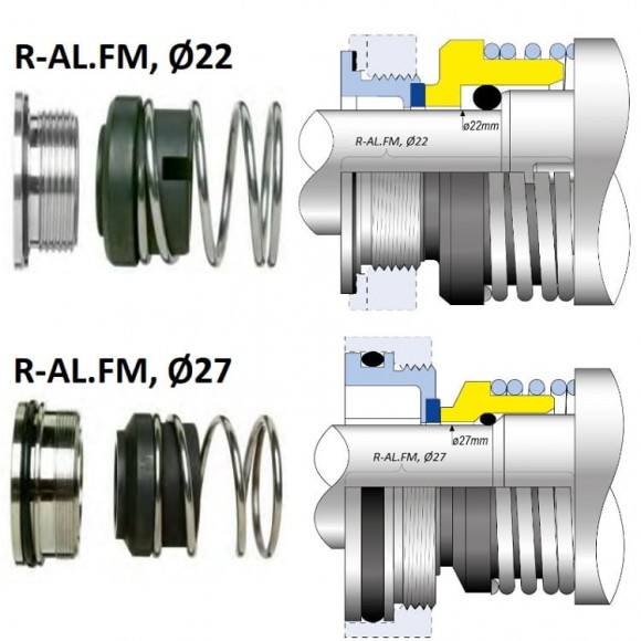 Торцеве ущільнення для насосу Alfa Laval R-AL.FM 27, CAR/SIC, EPDM, 304 Торцеве ущільнення для насосу Alfa Laval R-AL.FM 27, CAR/SIC, EPDM, 304