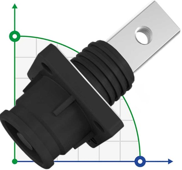 JC-CN06-S-03-M, 120A, 1000V DC conector hembra para sistemas de almacenamiento de energía orificio roscado, negro