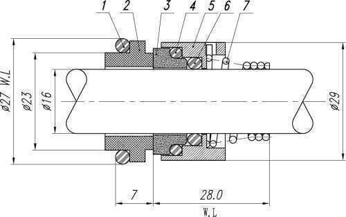 Shaft seal Lowara R-LW 12, CAR/SIC, EPDM, 304