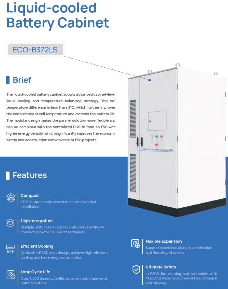 Armario de baterías refrigerado por líquido ECO B372LS LiFePO4