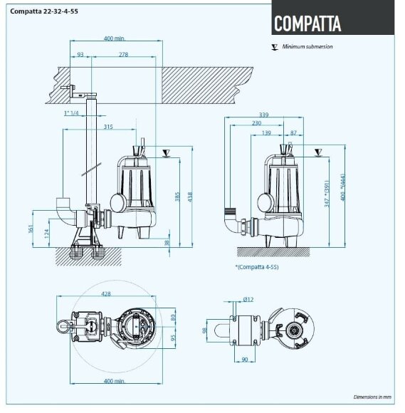 Погружной насос Dreno COMPATTA 4, M с вихревым рабочим колесом Погружной насос Dreno COMPATTA 4, M с вихревым рабочим колесом