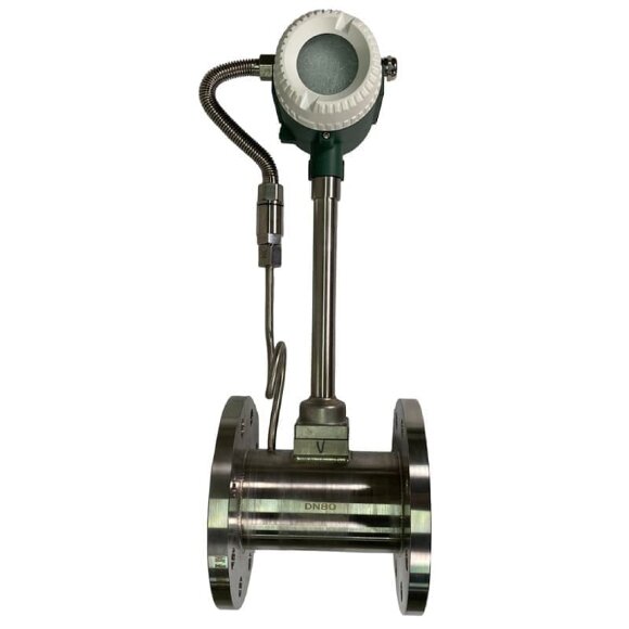 DN80 Przepływomierz wirowy ze stali nierdzewnej KLUGB DN80/PN16 RF kołnierz DIN, do pary 0.18-5.5 t/h <1,6 МПа, 120-145°C, 4-20mA, ExdIIBT6