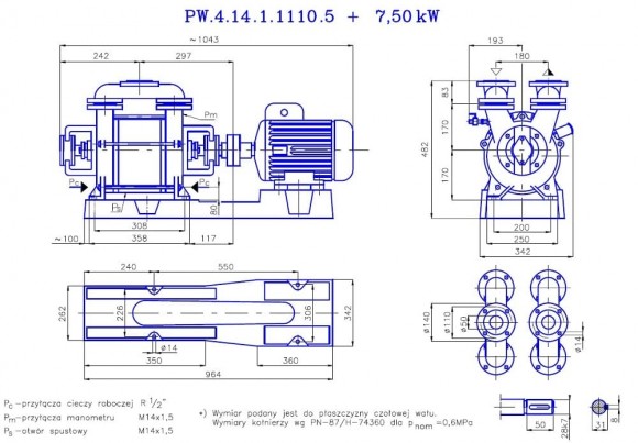 PW.4.14.1.1110 вакуумный одноступенчатый насос PW.4.14.1.1110 вакуумный одноступенчатый насос