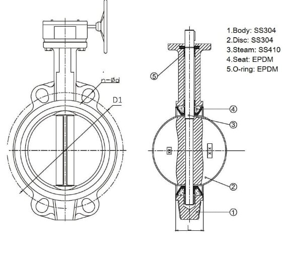 PN16 DN80 Absperrklappe, Gehäuse und Klappenscheibe aus Edelstahl AISI 304, Sitz EPDM