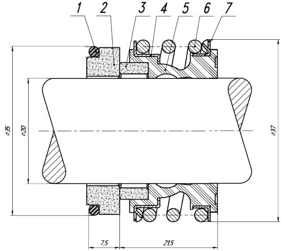 Mechanical seal for pump shaft SAER, TAJFUN, Zenit, Johnson pump, Ebara R-MG1 20, CAR/CER, EPDM, 304, G60