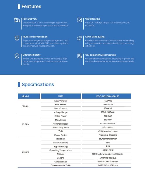 Uniwersalny pojemnik do magazynowania energii ECO H3200K LiFePO4 z chłodzeniem powietrzem
