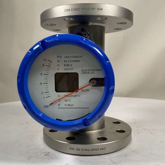 DN65 Stainless steel flow meter rotameter KLZZ PN6 (liquid alcohol mixture C2H5OH 25%), 1..10 m3/h, 4-20mA, Ex DN65 Stainless steel flow meter rotameter KLZZ PN6 (liquid alcohol mixture C2H5OH 25%), 1..10 m3/h, 4-20mA, Ex
