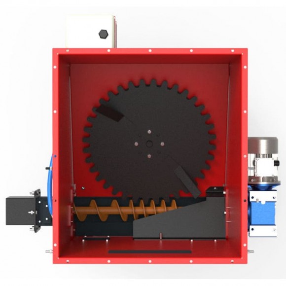 Feeding hopper for wood chips with a volume of 0.6 cubic meters