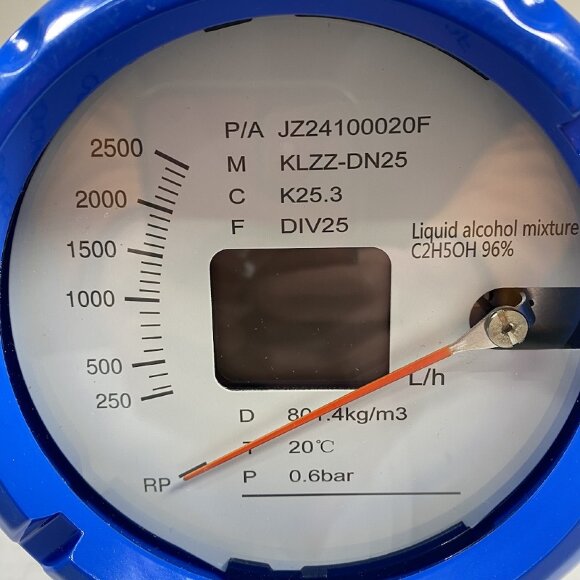 DN25 caudalímetro rotámetro de acero inoxidable KLZZ PN16 (líquido Mezcla de alcohol C2H5OH 96%), 250-2500 l/h, 4-20mA, Ex DN25 caudalímetro rotámetro de acero inoxidable KLZZ PN16 (líquido Mezcla de alcohol C2H5OH 96%), 250-2500 l/h, 4-20mA, Ex