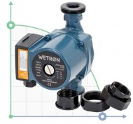 Pompe de circulation 100W Hmax 6m Qmax 75l/min Ø1½ 180mm + écrous Ø1 Wetron (774532) Pompe de circulation 100W Hmax 6m Qmax 75l/min Ø1½ 180mm + écrous Ø1 Wetron (774532)