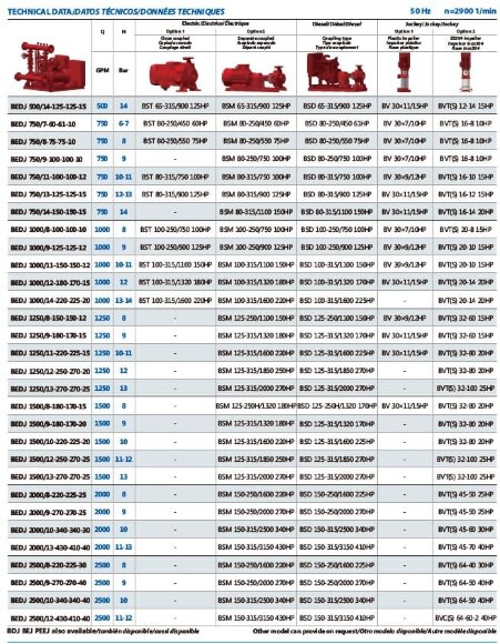 Station d'incendie électrique à deux pompes BEEJ 1500/12-250-25 (95 l/s, 120m, 185kW)