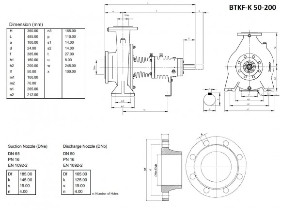Pumpe für Heißöl BTKF-K 50-200 (3000) ohne Motor Pumpe für Heißöl BTKF-K 50-200 (3000) ohne Motor