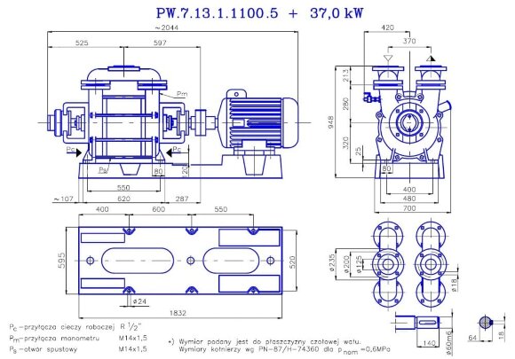 PW.7.13.1.1100 вакуумный одноступенчатый насос