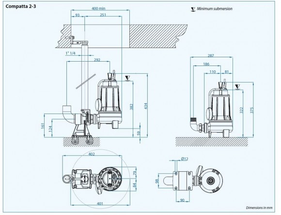 Submersible pump Dreno COMPATTA EVO 2, T with Vortex impeller Submersible pump Dreno COMPATTA EVO 2, T with Vortex impeller