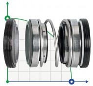 Double mechanical seal R-208 15, SIC/SIC/SIC/SIC, NBR, 304 Double mechanical seal R-208 15, SIC/SIC/SIC/SIC, NBR, 304