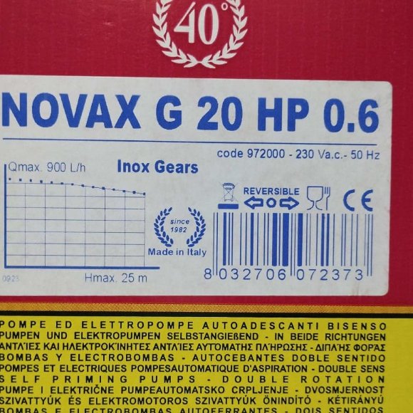 NOVAX G 20 HP 0.6 шестеренчатий насос NOVAX G 20 HP 0.6 шестеренчатий насос