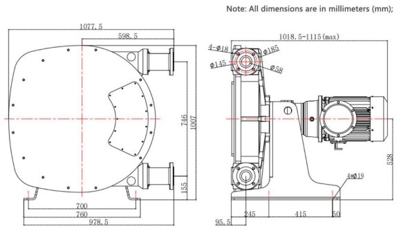 Bomba industrial de manguera JXHIN-65-CI+ABS Plastic-F-NR-P, 18 m3/h, 5,5 kW, 16 bar, 380V Bomba industrial de manguera JXHIN-65-CI+ABS Plastic-F-NR-P, 18 m3/h, 5,5 kW, 16 bar, 380V