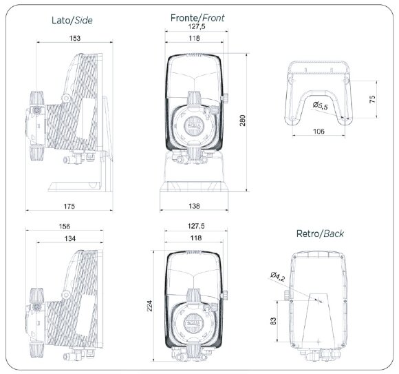 Насос-дозатор для поддержания уровня pH PDE HC151+ PH-RX M60 240V PVDF-CE-VT, 1-10 л/ч, 7-1 бар