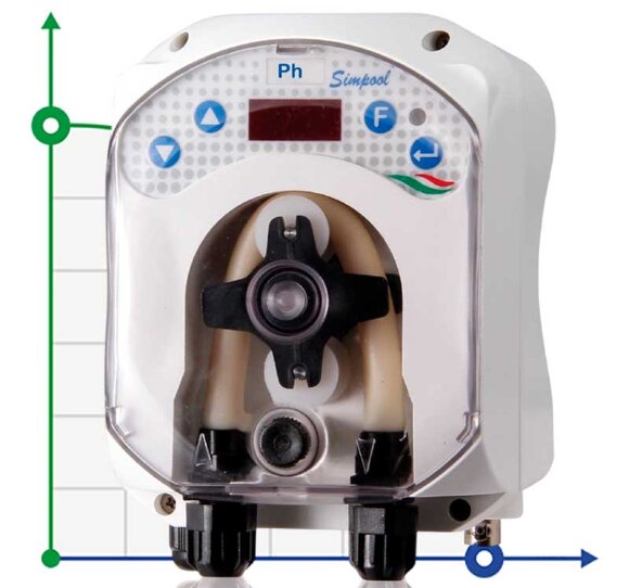 Bomba dosificadora peristáltica AQUA PDP SIMPOOL PH-TEMP. 03-01 - 230V - SANTOPRENE COMPLETO BLANCO
