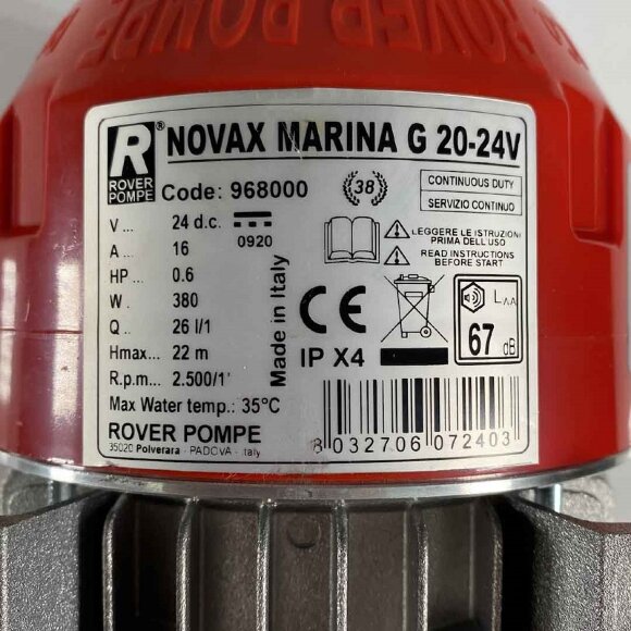 NOVAX MARINA G 20 24V шестеренчатый насос для пищевых продуктов NOVAX MARINA G 20 24V шестеренчатый насос для пищевых продуктов