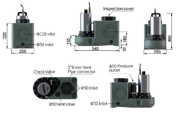 Sewage lifting unit with remote control AIZL-750W Pro, 22.5/11.5, 0.75 kW, 220V, 2800 rpm Sewage lifting unit with remote control AIZL-750W Pro, 22.5/11.5, 0.75 kW, 220V, 2800 rpm