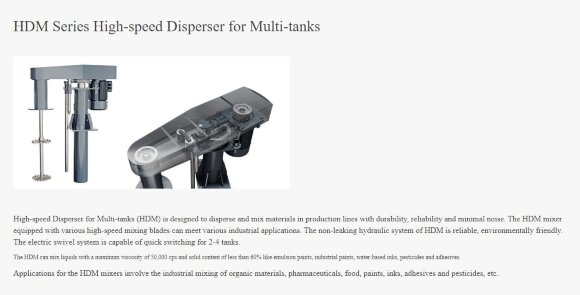 Mezclador-dispersor de alta velocidad GREATWALL MIXER de la serie HDM para multivasos con una capacidad de hasta 132 kW 0~1450 rpm Mezclador-dispersor de alta velocidad GREATWALL MIXER de la serie HDM para multivasos con una capacidad de hasta 132 kW 0~1450 rpm