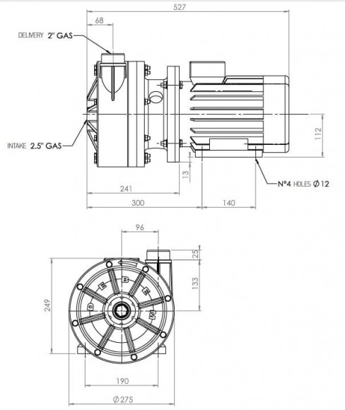 Горизонтальный центробежный насос МВ 150, PVDF, VITON, B