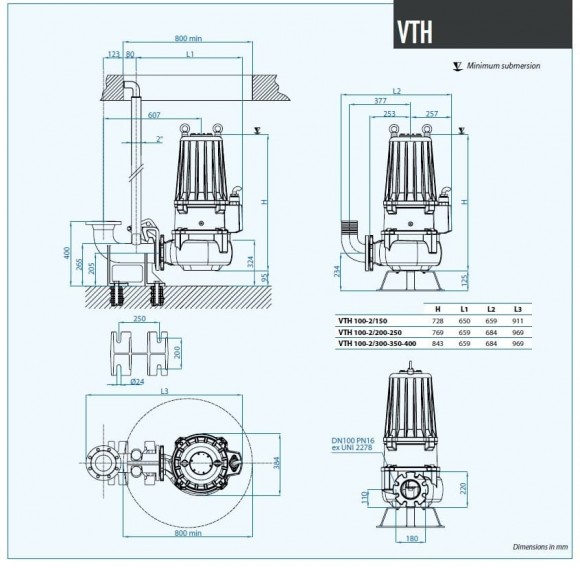 Submersible pump Dreno VTH 100-2/350 with Vortex impeller Submersible pump Dreno VTH 100-2/350 with Vortex impeller