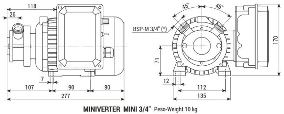 Impeller pump for grape must LIVERANI MINIVERTER MINI 3/4" NR MF 0.56 kW, 285-1400 rpm, 220V monoblock with built-in frequency converter Impeller pump for grape must LIVERANI MINIVERTER MINI 3/4" NR MF 0.56 kW, 285-1400 rpm, 220V monoblock with built-in frequency converter