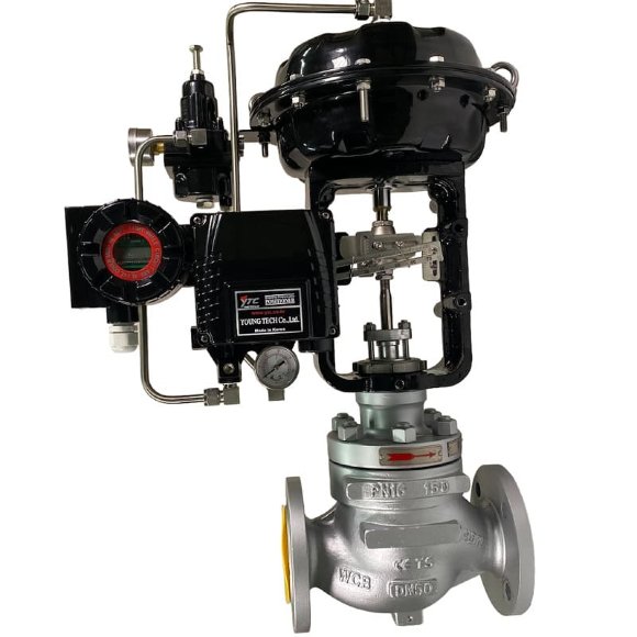 DN50 Клапан регулирующий с пневмоприводом для пара, конденсата 10Р11Y-DNx5016Z-L122C-C (корпус чугунный, седло SS304) с позиционером YT-1000, 4-20мА, 