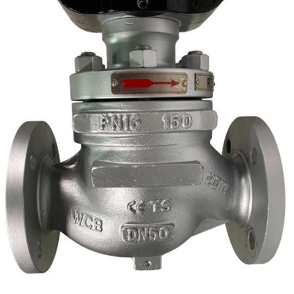 DN50 Клапан регулирующий с пневмоприводом для пара, конденсата 10Р11Y-DNx5016Z-L122C-C (корпус чугунный, седло SS304) с позиционером YT-1000, 4-20мА, 