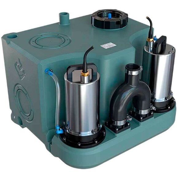 КНС сололіфт для дач, приватних будинків з двома насосами та пультом управління AIZL-1100W Double, 27/13, 1,1 кВт, 220V, 2800 об/хв