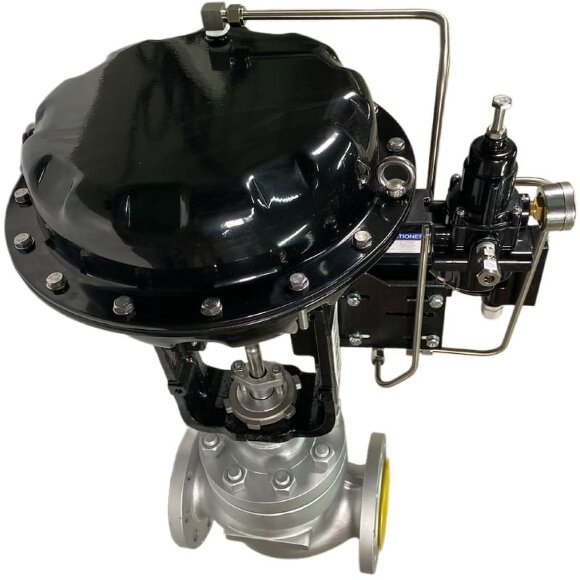 DN80 Клапан регулирующий с пневмоприводом для пара, конденсата 10Р11Y-DNx8016Z-L122C-C (корпус чугунный, седло SS304) с электропневмопозиционером YT-1