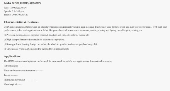 Mischerrührwerk GREATWALL MIXERS GMX-Serie mit Stift-Zahnrad-Eingriff mit einer Leistung von bis zu 90 kW 0,1~160 U/min