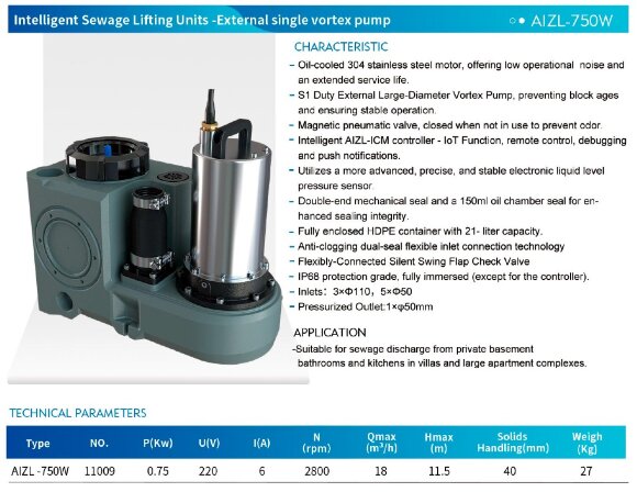 Solo lift with remote control AIZL-750W, 18/11.5, 0.75 kW, 220V, 2800 rpm