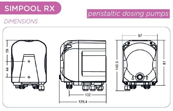 Bomba dosificadora peristáltica AQUA PDP SIMPOOL RX 03-01 - 230V - SANTOPRENE - BLANCA COMPLETA - ADPST1 Bomba dosificadora peristáltica AQUA PDP SIMPOOL RX 03-01 - 230V - SANTOPRENE - BLANCA COMPLETA - ADPST1