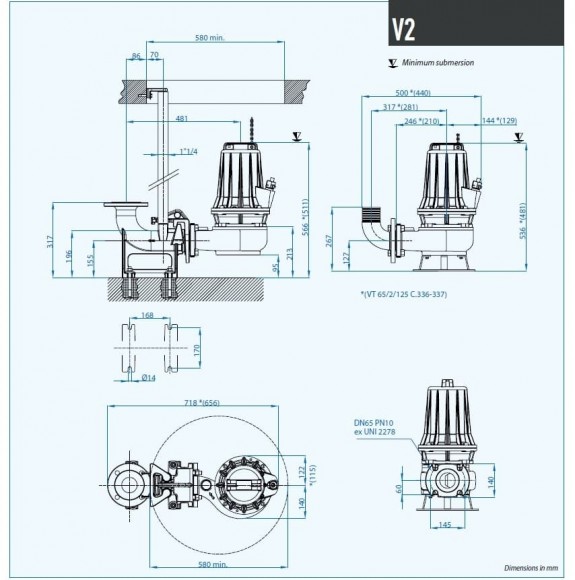 Погружний каналізаційний насос Dreno VT 65/2/125 C.336 з вихровим робочим колесом