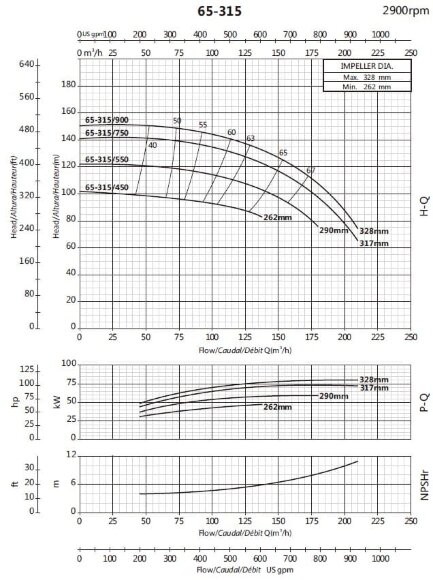 Bomba de riego en voladizo BSM 65-315/550 (120/110), 55kW, 2900 Bomba de riego en voladizo BSM 65-315/550 (120/110), 55kW, 2900