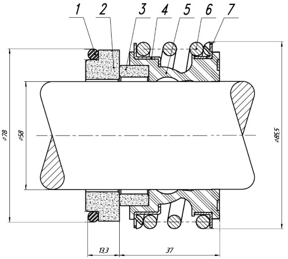 Уплотнение вала к насосу R-MG1 58, CAR/CER, EPDM, 304, G60