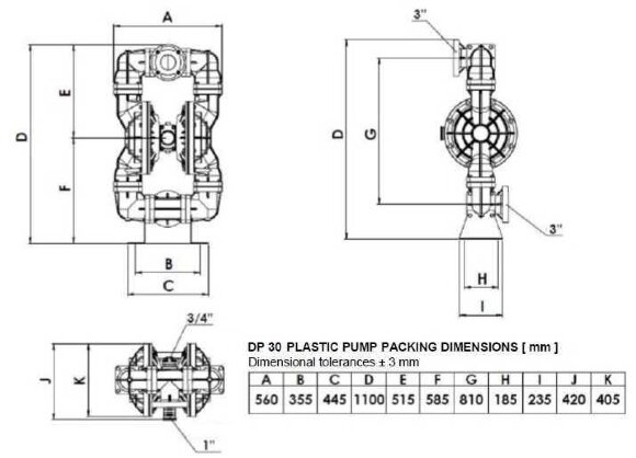 Pneumatyczna pompa membranowa DP 30 PB/S - PP/S Pneumatyczna pompa membranowa DP 30 PB/S - PP/S